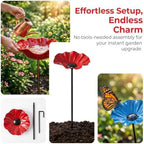 Handmade Metal Flower Garden Stake, 2 in 1 Outdoor Bird Bath & Pollinator Water Station, Weather Resistant Yard Art Decor, Detachable Butterfly Bee Drinking Bowl Garden Ornament (4, Yellow) - Image 6