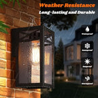 Outdoor Wall Light Fixtures, Black Exterior Waterproof Lanterns, 2-Pack - Image 2