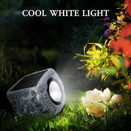 Solar Rock Lights Outdoor 4 Pack, Small Faux Rock Landscape Light for Yard - Image 2