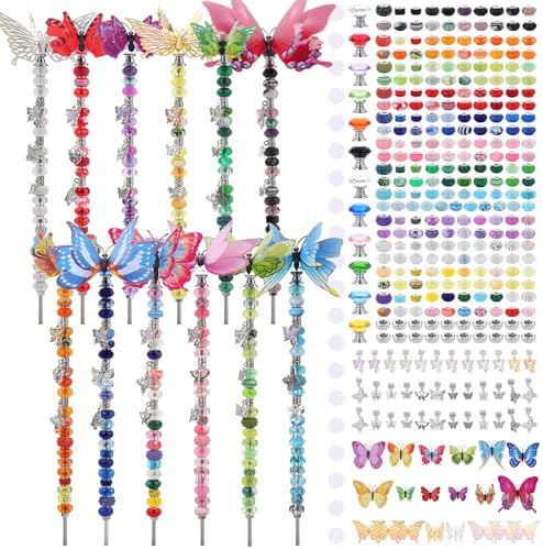 380Pcs Beaded Garden Stake,Butterfly Fairy Wand Decorative Stakes by YHMQDU