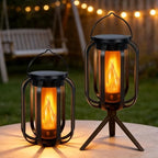 2 Pack Solar Lantern Lights Outdoor Waterproof Flickering Flame Light, Solar Lights with Dual Charging (USB/Solar) & 4 Modes Hanging Camping Light for Yard Patio Path Tree Porch Garden Decoration by MINIAO