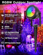 Halloween RGB Spot Lights Outdoor, LED Color Changing Landscape Lighting, Waterproof Spotlight with US Plug for Yard Garden Tree Path House Christmas Decoration (2 Pack) - Image 3