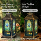 Solar Lantern Art Stained Glass Window Majestic Lotus Flower Outdoor Waterproof Garden Hanging Lantern Solar Powered Lighting Outside Table Lamp for Patio Deck Camping 1 Pack - Image 3