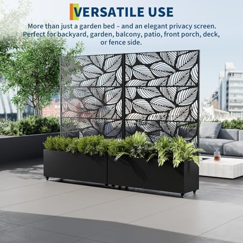 Garvee Metal Raised Garden Bed with Trellis and Wheels, 71"x47"x16" - Image 3