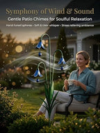 2026 New Triple Bluebell Garden Stake with Bells, Handmade 26inch Metal Rain Chimes Flower Plant Sculpture Yard Decorations Outdoor Rustic Wind Chime Ornament Gift for Walkways Patios Lawn - Image 2