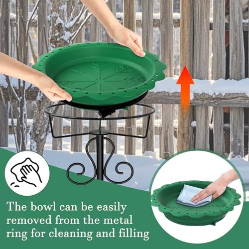 Heated Bird Baths for Outdoors, 100W Heated Birdbath Outside Winter, Green - Image 5