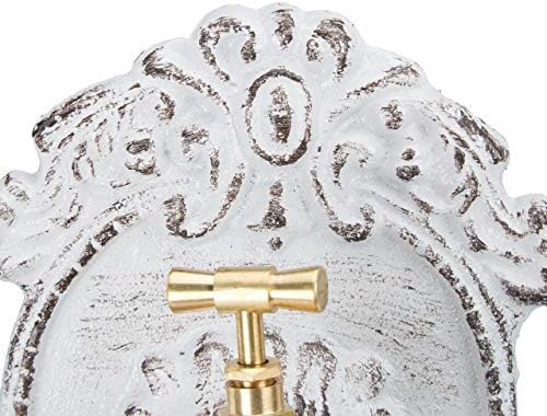 Relaxdays Antique Wall Water Fountain, Faucet, Nostalgic, Garden Basin, Cast Aluminium, HWD 40 x 24.5 x 13 cm, White - Image 7