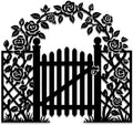 Rose Garden Gate Metal Wall Art WallArt Decor Metal Signs Metal Outdoor Decor Elegant Farmhouse Rustic Style Wall Sculpture Hanging Plaque Ornament Home Decoration for Living Room Bedroom (Black,20inch) by Unknown