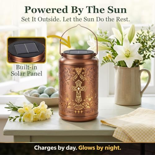 Christian Birthday Gifts for Women - Religious Outdoor Solar Cross Lantern - Image 3