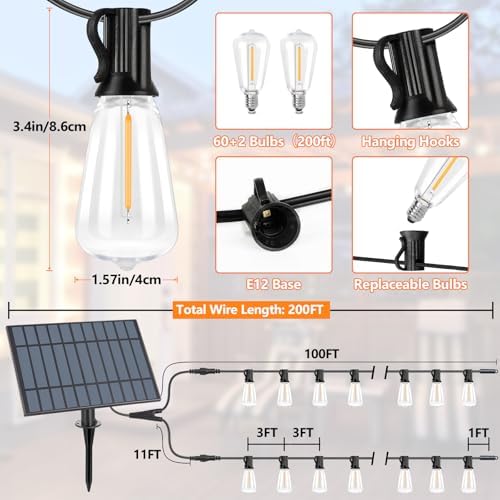 200FT Solar String Lights Outdoor Waterproof, ST38 LED Lights String - Image 6