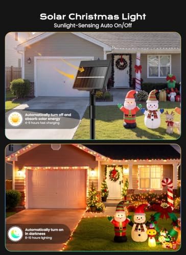 Minetom 6PC 240FT Christmas Outdoor Solar String Lights Waterproof 600 LEDs - Image 2