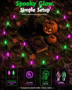 Halloween Pathway Lights with 10 Green and Purple C9 LED Stakes - Image 6