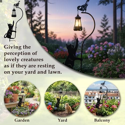 Black Cat Stake Garden Solar Lights Decorative, Woman Gifts For Birthday, Lawn Ornament Lights Solar Powered Stakes Outdoor Waterproof Garden Statue, Mothers Day Gifts Front Porch Patio Outdoor Decor - Image 4