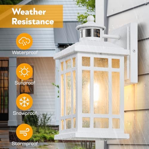 White Dusk to Dawn Outdoor Lighting, Modern Exterior Lighting Fixtures with Motion Sensor 4 Modes, Patio Lights Outside Waterproof for House, Garden, Front Porch, Brightness Distance Adjustable - Image 5