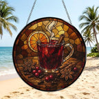 Mulled Wine Cinnamon Stained Glass Suncatcher 9.8" Colorful Window Hanging Ornament, Retro Sun Catcher Decor with Chain for Home Wall Garden Birthday Christmas Mothers Day - Image 3