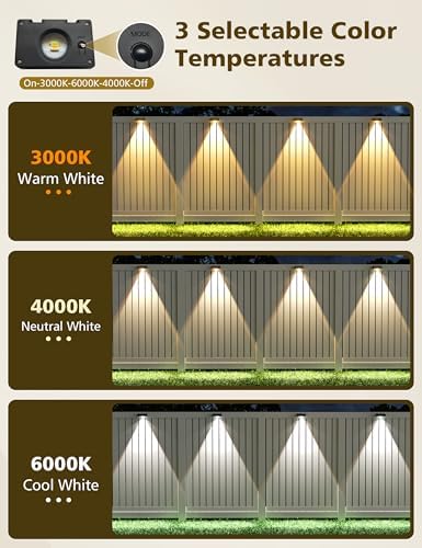 VOLISUN Solar Fence Lights Outdoor 12 Pack, 3 Color Temperature Solar Light - Image 2