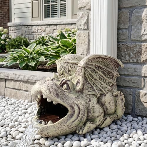 Real Gargoyle Sculpture Gutter Diverter Rain,Eco-Friendly Resin Gutter Extender Diverter,Demon Decor Gutter Extension Downspout, Splash Block, Perfect for 3"x4" Gutter Downspout Extension - Image 2