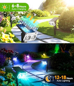 LETMY Solar Lights Outdoor Waterproof IP65, 4 Pack Solar Spot Lights Outdoor with 14 Big LEDs, 2-in-1 Wall Lights & 7 Modes Solar Landscape Spotlights for Pathway Yard Patio Decor Garden Gifts (RGB) - Image 5