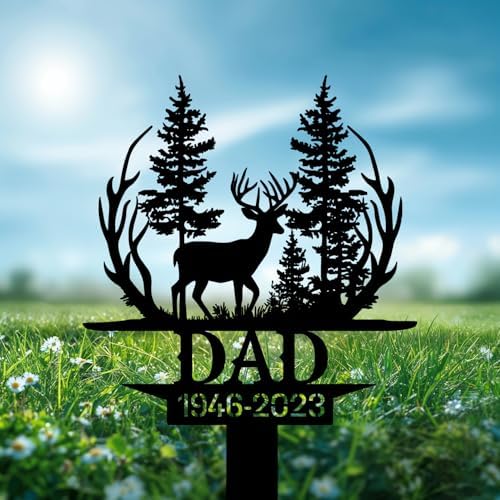 Personalized Hunter Grave Marker Deer Hunter Dad Memorial Memorial Garden Stake 8-24 inch Hunter Dad Loss Gift, Hunter Memorial Gift Loss of Loved One (Deer Hunter Dad Memorial) - Image 3