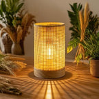 LUSHARBOR Rattan Lamp, Battery Operated Table Lamp with Timer Boho - Image 3