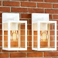 2 Pack Small Porch Sconce Lights-White 9 Inch Outdoor Wall Lantern Light Exterior Sconce Metal and Glass White Outside Wall Light for Hallway Entrance Garage Balcony by Faymartlighting
