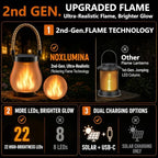 6 Pack Solar Lanterns Outdoor Waterproof, 2nd Gen Ultra-Realistic Flickering Flame Outdoor Solar Lanterns Decorative, USB-C/Solar Charging Hanging Lantern for Outside Backyard Patio Garden Decor - Image 2