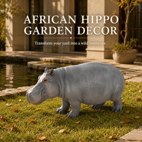 Hippo Garden Statue 27.56 Length Resin Weatherproof Outdoor Sculpture - Image 4