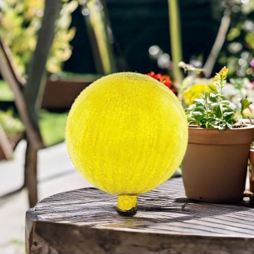12-Inch Lemon Yellow Glass Gazing Globe, Decorative Reflective Garden Sphere with Stylish Mirror Finish, Perfect Outdoor Yard Ornament for Lawn and Adding Vibrant Color and Shine - Image 6