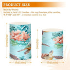 ALAZA Aqua Sea Turtles Corals Flameless Candles, LED Pillar Candles with Remote Timer, Battery Operated Candles Set of 2 - Image 7
