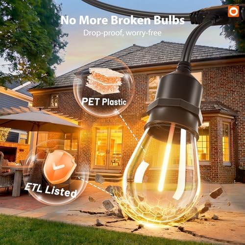 addlon 200FT Outdoor String Lights with Remote Dimmable Waterproof Patio - Image 3