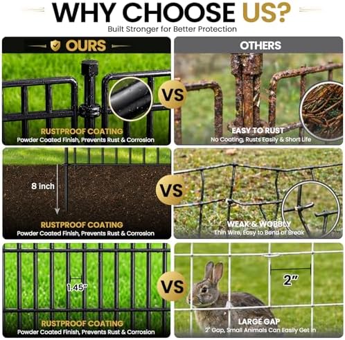 No Dig Garden Fence, Dog Fencing Outdoor for Yard, 8 Panels with Gate - Image 4