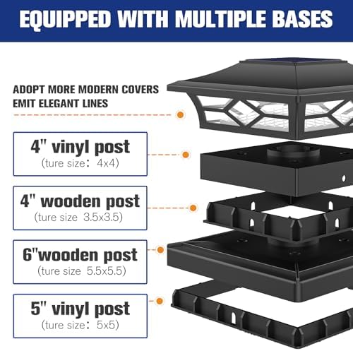 VOLISUN 6Pack Solar Post Cap Lights, 2 Color Modes Deck Lights, Black - Image 3