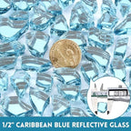 GasSaf 1/2" Caribbean Blue Fire Glass Reflective Tempered Fireglass, 20lb - Image 2