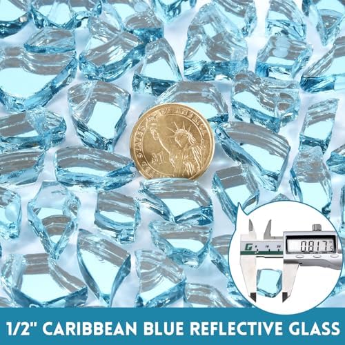 GasSaf 1/2" Caribbean Blue Fire Glass Reflective Tempered Fireglass, 20lb - Image 2