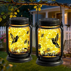 2 Pack Hummingbird Solar Lantern Outdoor Garden Decor,Birthday Gifts for Women Mom Grandma, Waterproof Hanging Vintage Glass Mason Jar Outside for Yard,Patio, Backyard,Porch,Tree, Pathway - Image 2