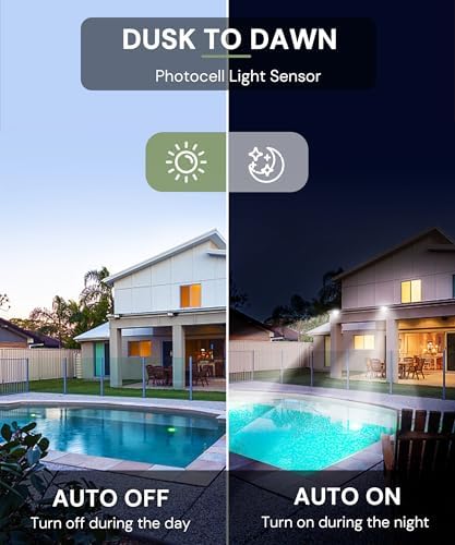 L LOHAS LED 300W Dusk to Dawn Plug in Flood Light Outdoor 6000K 2 Pack - Image 2