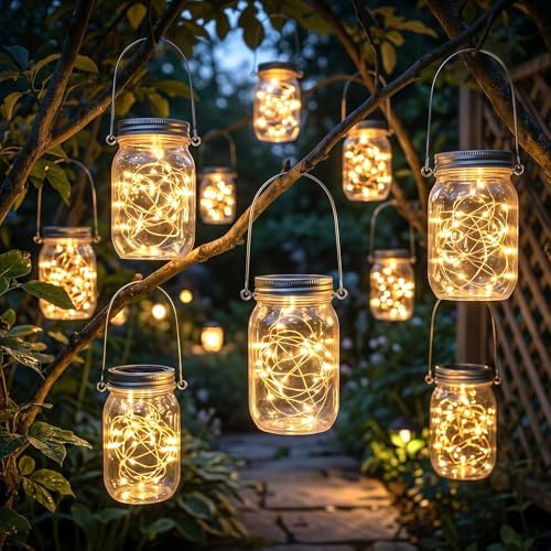 Woanger Solar Mason Jar Lights with Hangers, 20 LED Waterproof, 18 Pack by Woanger