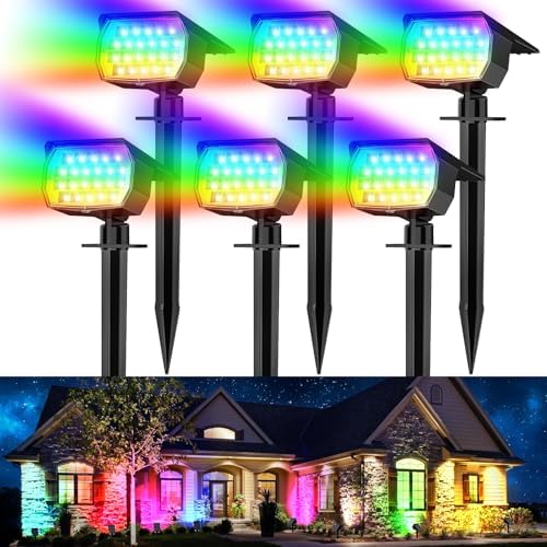 WENATY Solar Spot Lights Outdoor Waterproof, Solar Spotlights, 6 Packs, RGB by WENATY