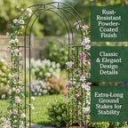 Plow & Hearth Arch Metal Outdoor Garden Arbor 7 Feet Tall Black Iron Trellis for Climbing Plants Outdoor, Wedding Party Arch, Outdoor Patio Decor - Image 3