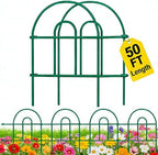 AMAGABELI 35 Panels 18in(H)×50ft(L) Decorative Garden Fence No Dig Rustproof Metal Pre-Linking Fence Panels Garden Edging Border Animal Barrier Fencing for Flower Beds Yard Patio Outdoor Decor Green by AMAGABELI+GARDEN+%26+HOME