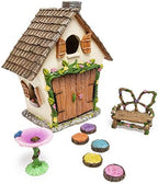 Meadow & Oak Fairy Garden House Kit - Complete with Fairy Garden Accessories, Butterly Seat, Bird Bath, Stepping Stones, Magnetic Door Closure for Indoor/Outdoor Fairy House by Meadow+%26+Oak