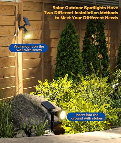 NBKLS Solar Spot Lights for Outside, 21 LED Outdoor Solar Lights for Yard, 4 Pack Solar Spotlights Waterproof Auto On/Off for Landscape, Wall, Garden, Pool, Tree, Pathway and Driveway(Warm White) - Image 4