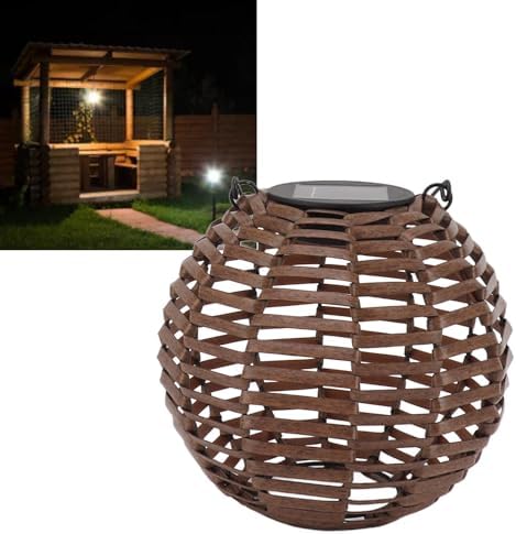Rattan Solar Lantern, LED Hanging Lantern Outdoor Landscape Decorative Lamp for Garden, Lawn, Patio - Image 6