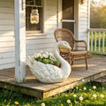12.6" Swan Planter Statue Resin Weatherproof Outdoor, White by Unknown