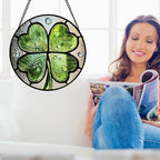 Stained Glass Window Hanging Ireland Lucky Clover Gifts for Women 9.8" - Image 4