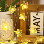 CAKERS Flower Decor String Lights|Creative Christmas Petal-Shaped Copper Wire Fairy Lights|LED Floral Plant Design Ambient Light for Party Bedroom Patio,Yellow Flowers,5m(16.4ft)-50LED-Solar by CAKERS