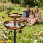 2 in1Bird Bath for Outside,45" Bird Feeder Stand for Outside,Metal Bird Bath with 5-Pronged Base for Garden Patio Yard Lawn Decor (Antique Bronze) - Image 2