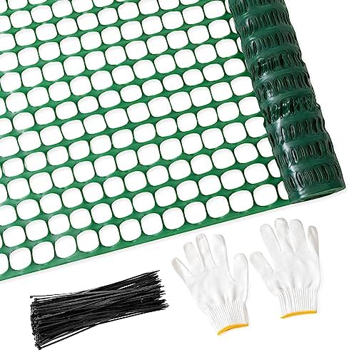 PotatoLife 2'x25' Plastic Mesh Fence for Garden with 50 Zip Ties, Green by PotatoLife