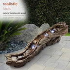 Alpine Corporation 80" Long Indoor/Outdoor Wood River Log Water Fountain with LED Lights, Cascading Natural Water Feature for Gardens, Patios, Yards, and Outdoor Decor, Brown and Gray - Image 5