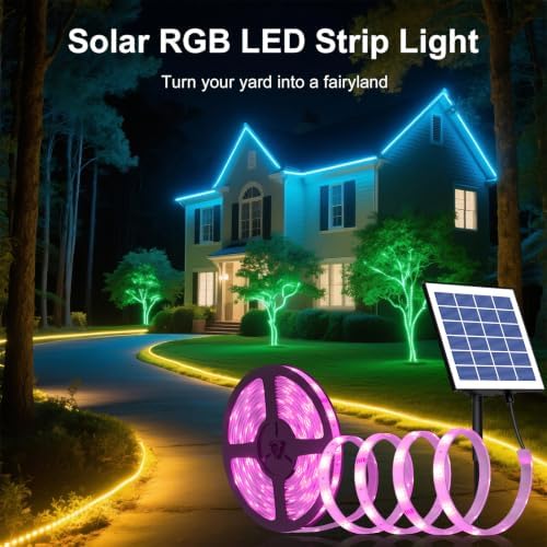 MIHEAL Solar LED Strip Lights, 50FT RGB Color Changing, IP67 Waterproof - Image 6